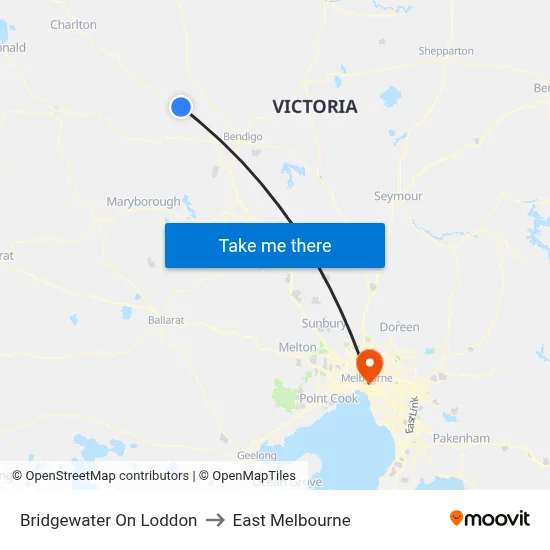 Bridgewater On Loddon to East Melbourne map
