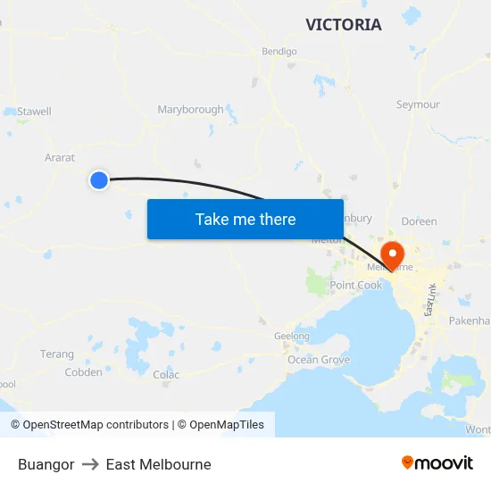 Buangor to East Melbourne map