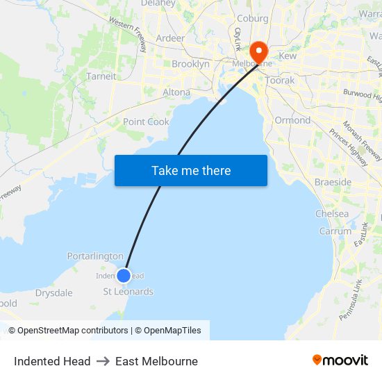 Indented Head to East Melbourne map