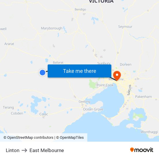 Linton to East Melbourne map