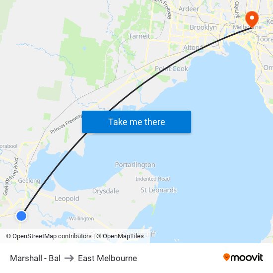 Marshall - Bal to East Melbourne map