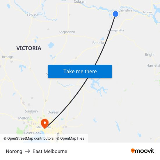 Norong to East Melbourne map