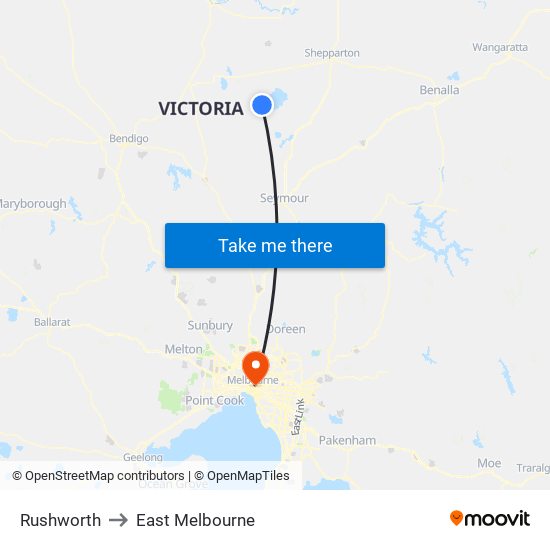 Rushworth to East Melbourne map