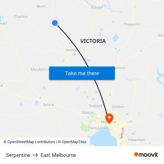 Serpentine to East Melbourne map