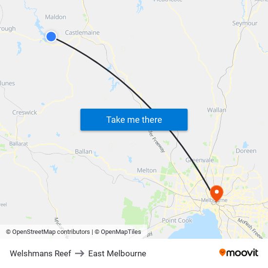 Welshmans Reef to East Melbourne map