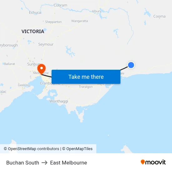 Buchan South to East Melbourne map