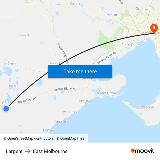 Larpent to East Melbourne map