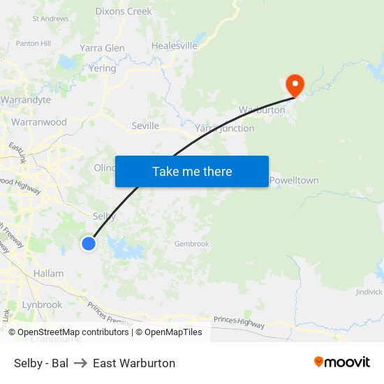 Selby - Bal to East Warburton map