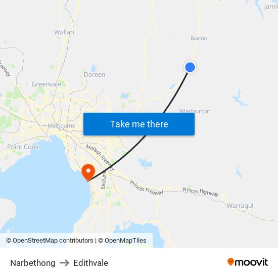 Narbethong to Edithvale map