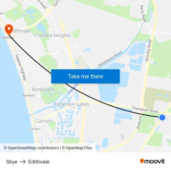 Skye to Edithvale map