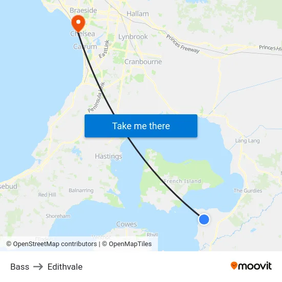 Bass to Edithvale map