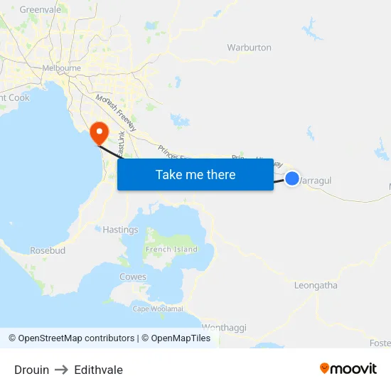 Drouin to Edithvale map
