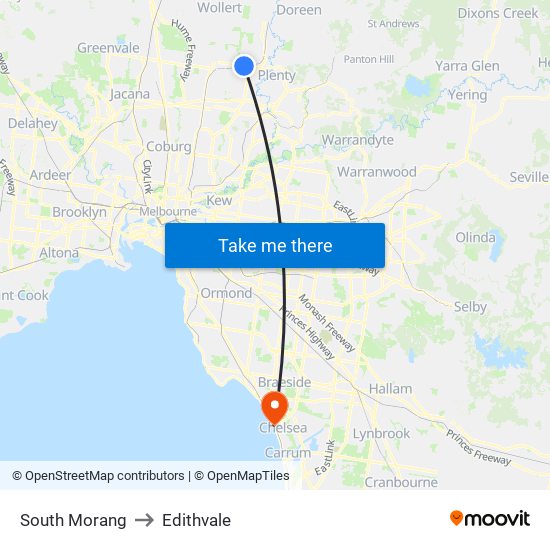 South Morang to Edithvale map