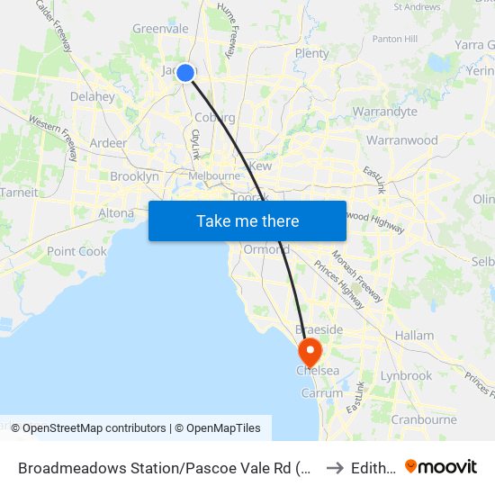 Broadmeadows Station/Pascoe Vale Rd (Broadmeadows) to Edithvale map