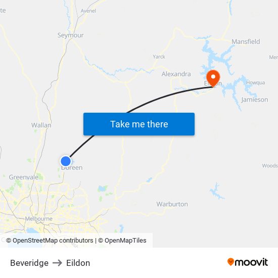 Beveridge to Eildon map