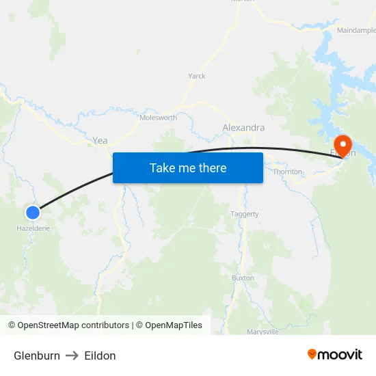Glenburn to Eildon map