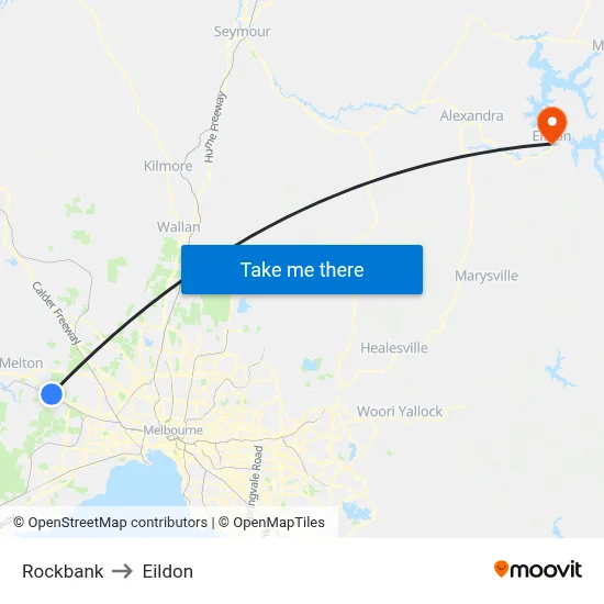 Rockbank to Eildon map