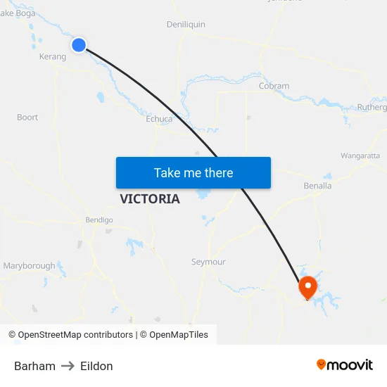 Barham to Eildon map