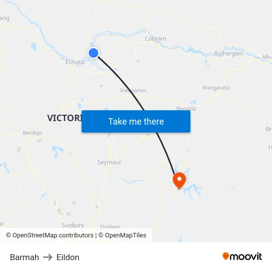 Barmah to Eildon map