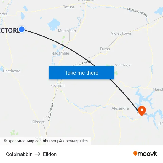 Colbinabbin to Eildon map