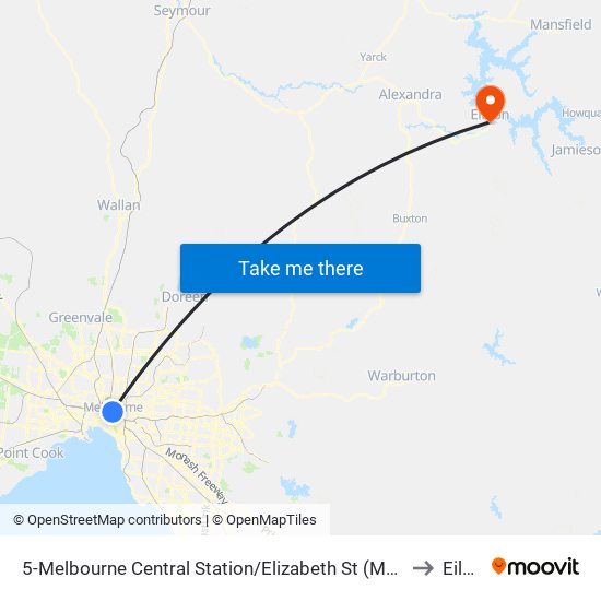 5-Melbourne Central Station/Elizabeth St (Melbourne City) to Eildon map