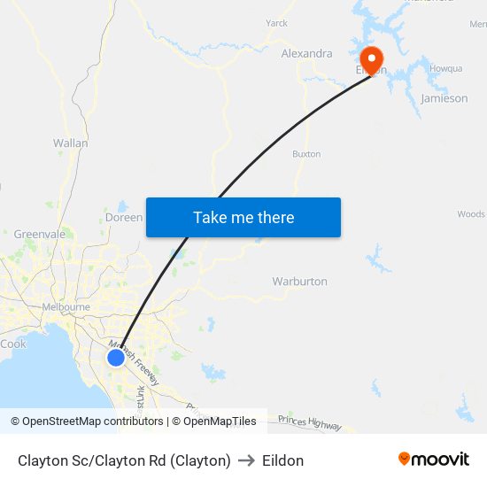 Clayton Sc/Clayton Rd (Clayton) to Eildon map