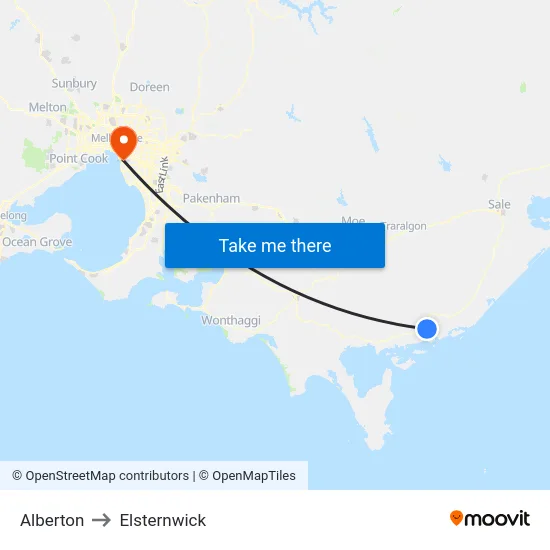 Alberton to Elsternwick map