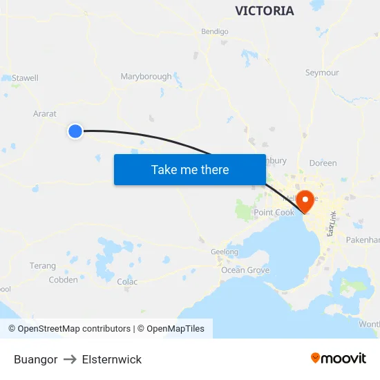 Buangor to Elsternwick map
