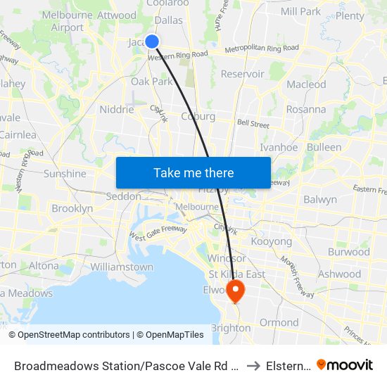 Broadmeadows Station/Pascoe Vale Rd (Broadmeadows) to Elsternwick map