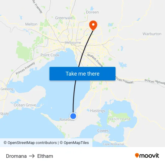 Dromana to Eltham map