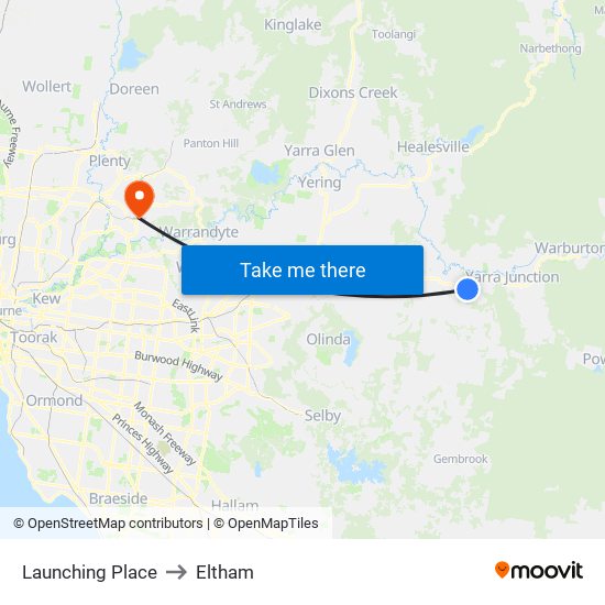 Launching Place to Eltham map