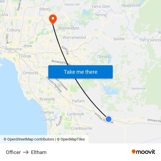 Officer to Eltham map