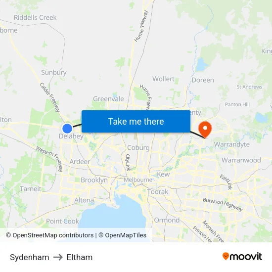 Sydenham to Eltham map