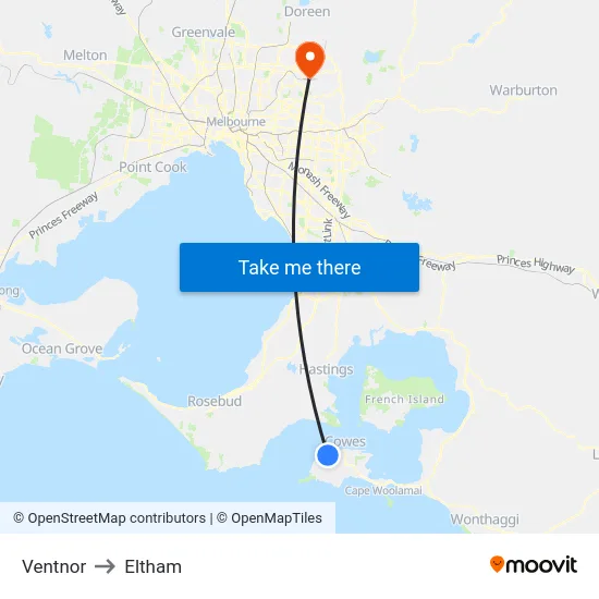 Ventnor to Eltham map