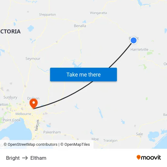 Bright to Eltham map