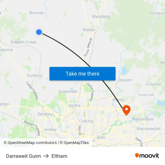 Darraweit Guim to Eltham map