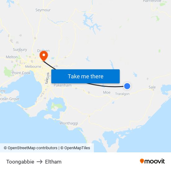 Toongabbie to Eltham map