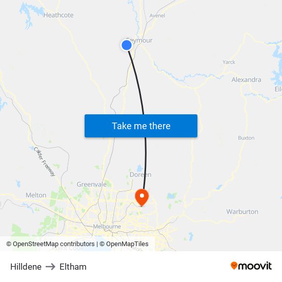 Hilldene to Eltham map