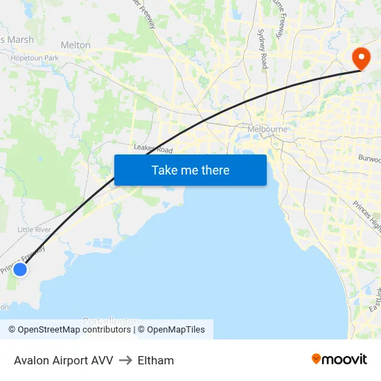 Avalon Airport AVV to Eltham map