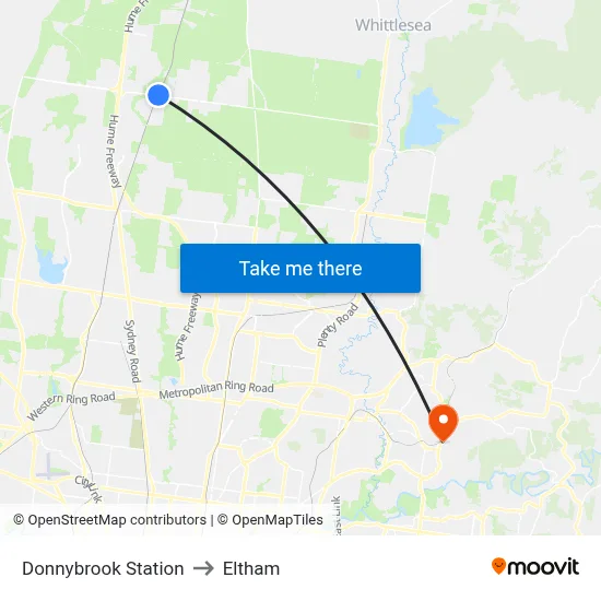 Donnybrook Station to Eltham map