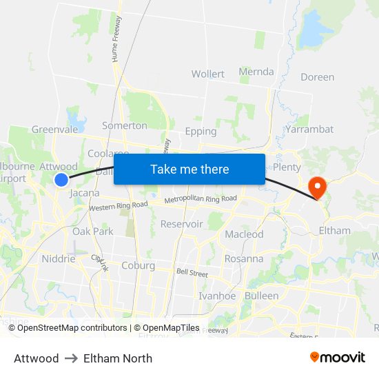 Attwood to Eltham North map