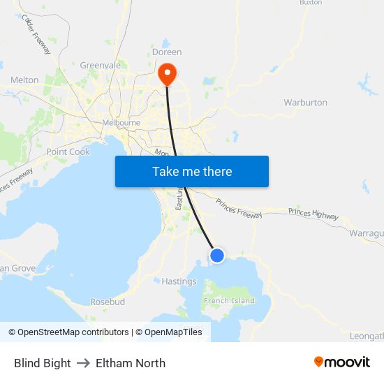 Blind Bight to Eltham North map