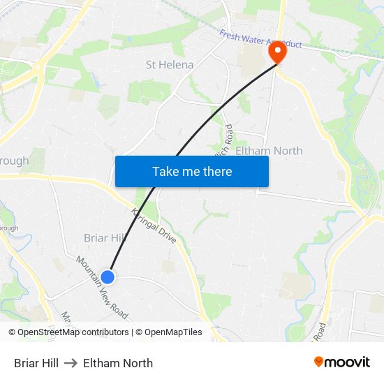 Briar Hill to Eltham North map