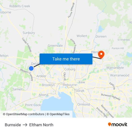 Burnside to Eltham North map