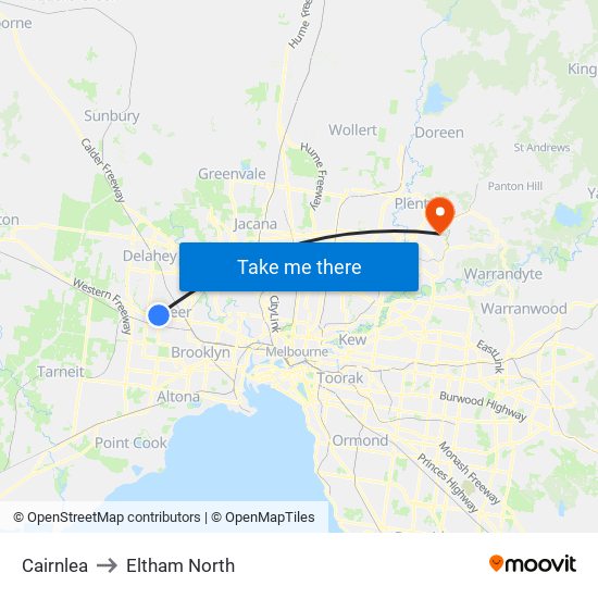 Cairnlea to Eltham North map