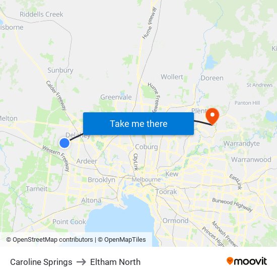 Caroline Springs to Eltham North map