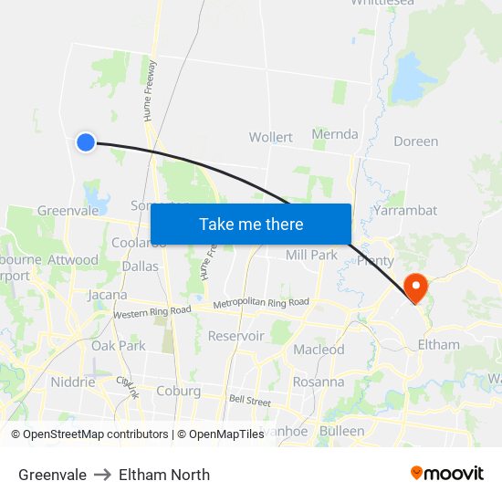 Greenvale to Eltham North map
