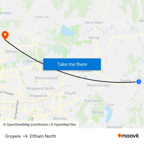 Gruyere to Eltham North map