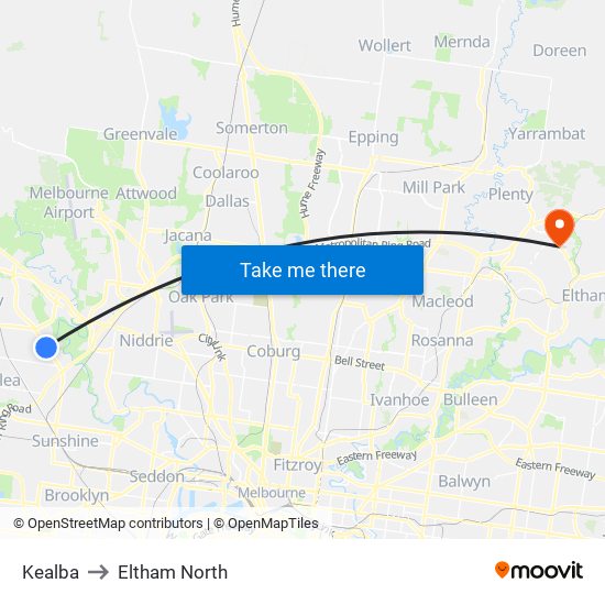 Kealba to Eltham North map