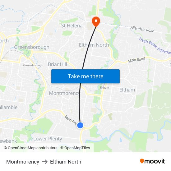 Montmorency to Eltham North map